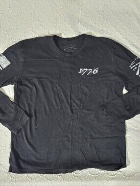 Grunt Style Men's Black Long-Sleeve Graphic Shirt - 1776 Print Size XL